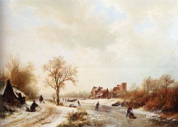  Stream Works - Winter landschape Dutch Barend Cornelis Koekkoek Landscapes stream